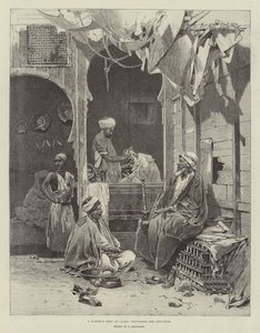 Uma barbearia no Cairo, discutindo a situação